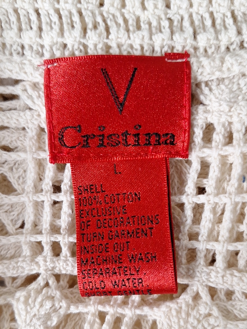 V. Christina Cream Crochet Floral Embroidered Cottagecore Open Cardigan Size L - Picture 11 of 13